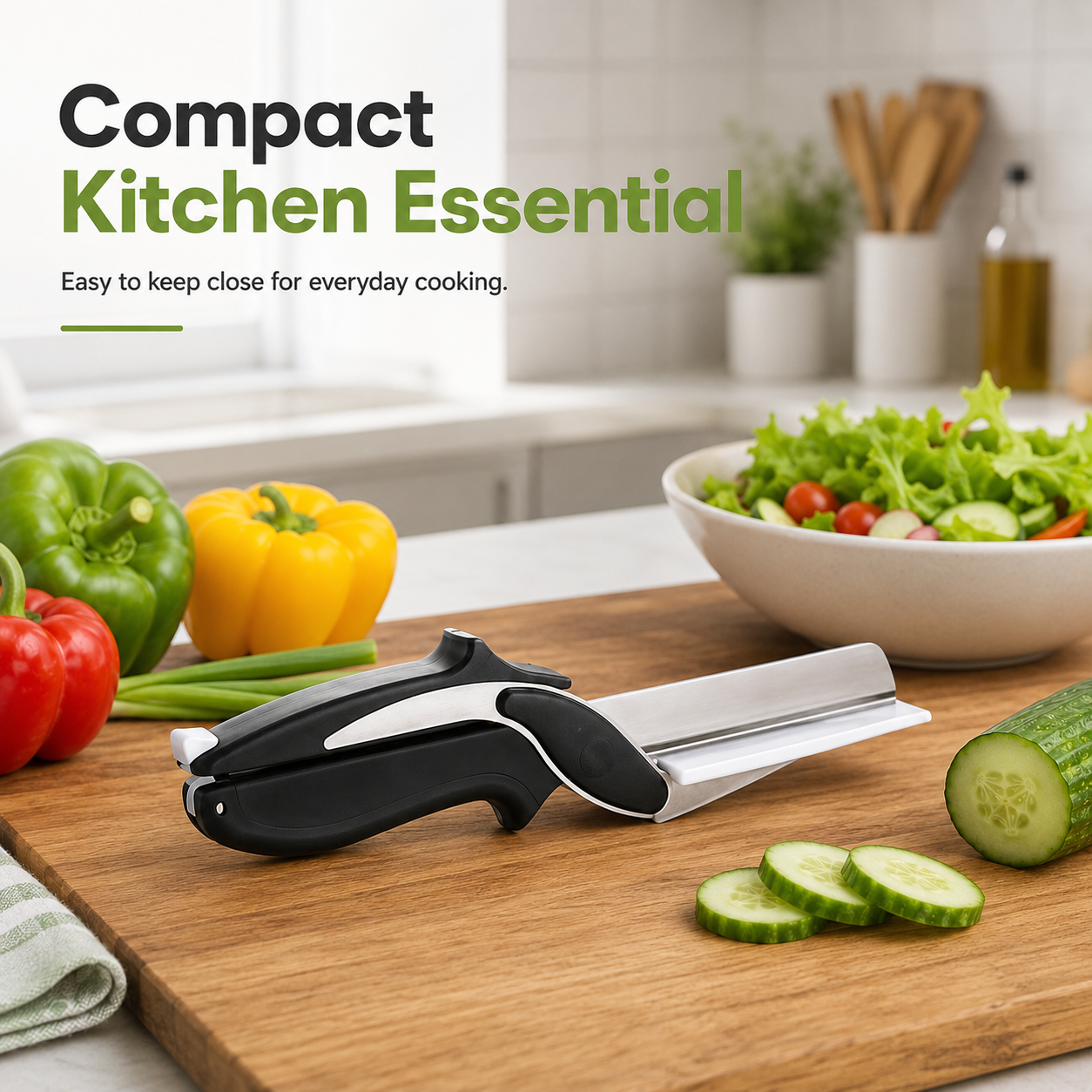 Manual Vegetable Slicer with Ergonomic Handle – Stainless Steel Kitchen Cutter for Cucumber, Okra, Spring Onion & Everyday Vegetable Prep