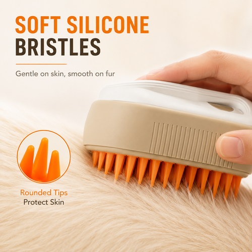 ZUVIFY 3-in-1 Pet Grooming Brush with Fine Mist Spray, Soft Silicone Bristles & USB-C Charging – Hair Removal Brush for Cats and Small Dogs