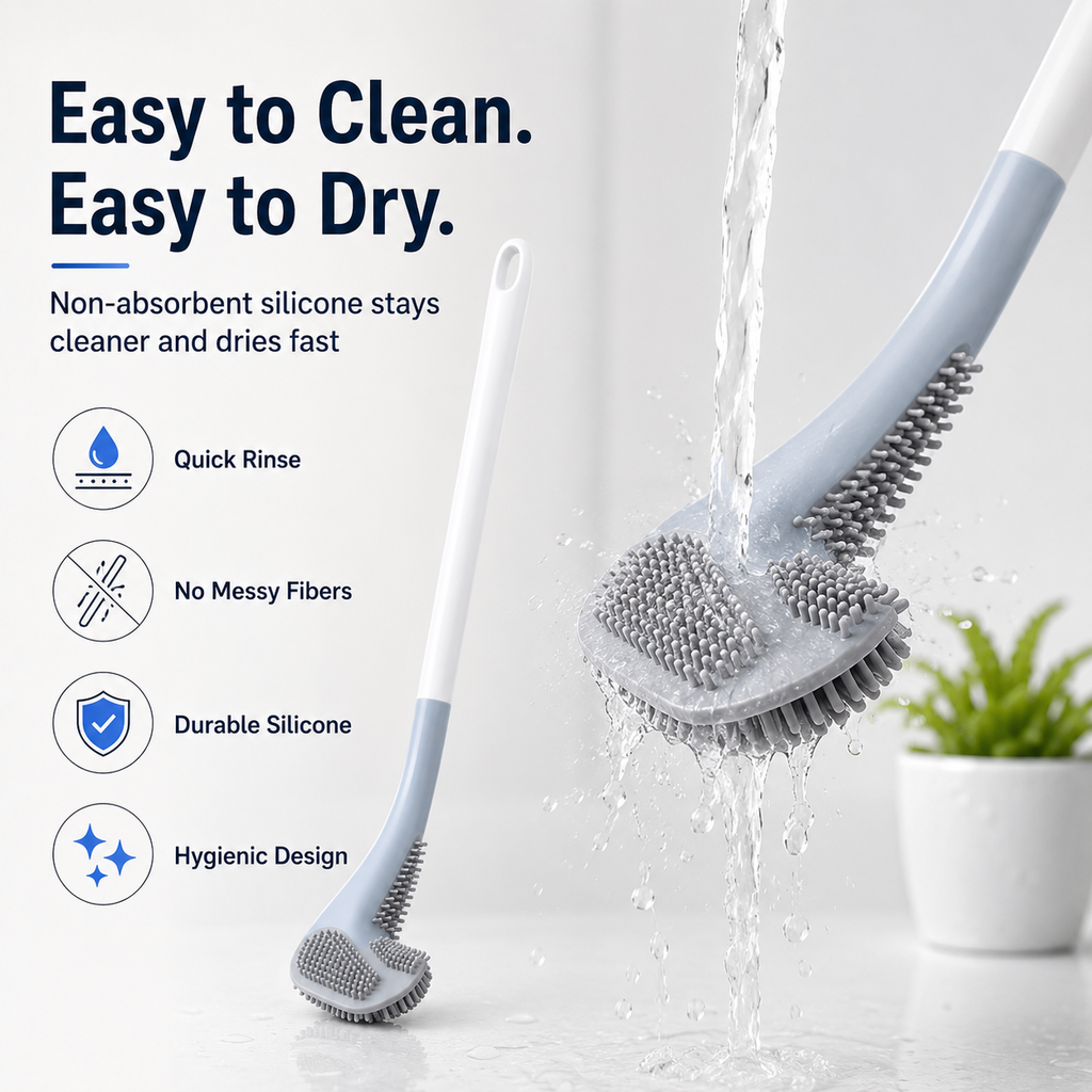 Golf Brush Toilet Brush Pack of 2 – 360° Silicone Toilet Cleaning Brush with Flexible Head, Deep Cleaning Bristles, Quick Dry Bathroom Cleaner Brush