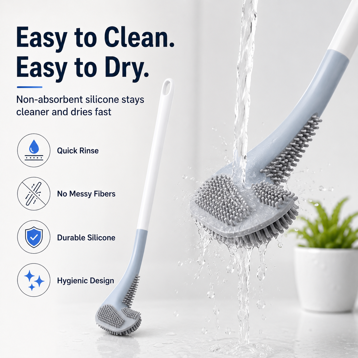 Golf Brush Toilet Brush Pack of 2 – 360° Silicone Toilet Cleaning Brush with Flexible Head, Deep Cleaning Bristles, Quick Dry Bathroom Cleaner Brush