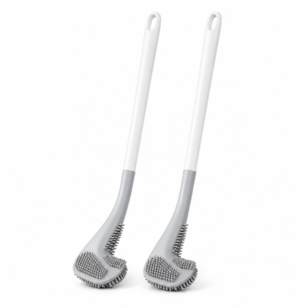 Golf Brush Toilet Brush Pack of 2 – 360° Silicone Toilet Cleaning Brush with Flexible Head, Deep Cleaning Bristles, Quick Dry Bathroom Cleaner Brush